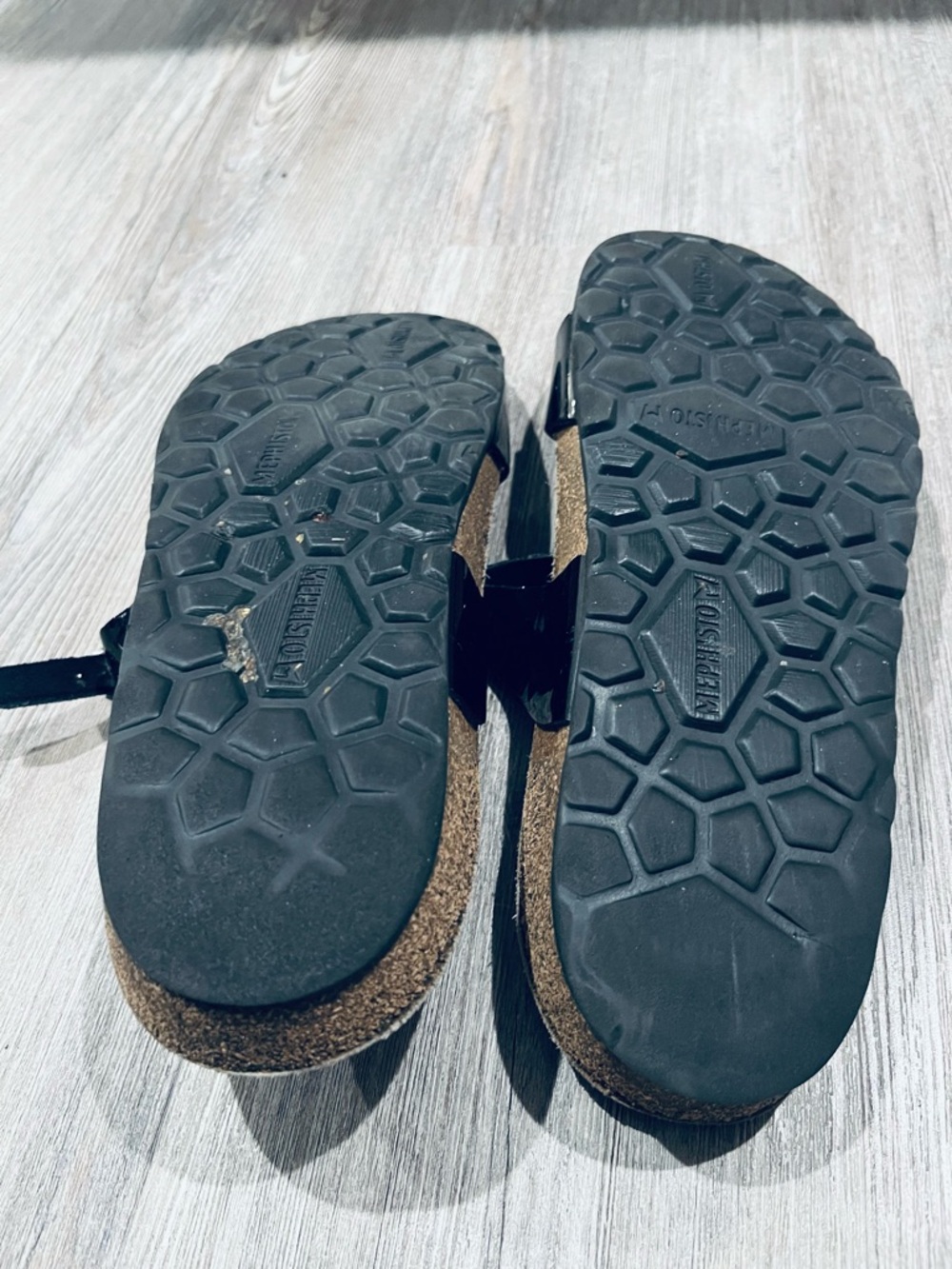 Mephisto Black Patent Double-strap Slide Sandals with Rhinestone Buckles - Picture 8 of 10